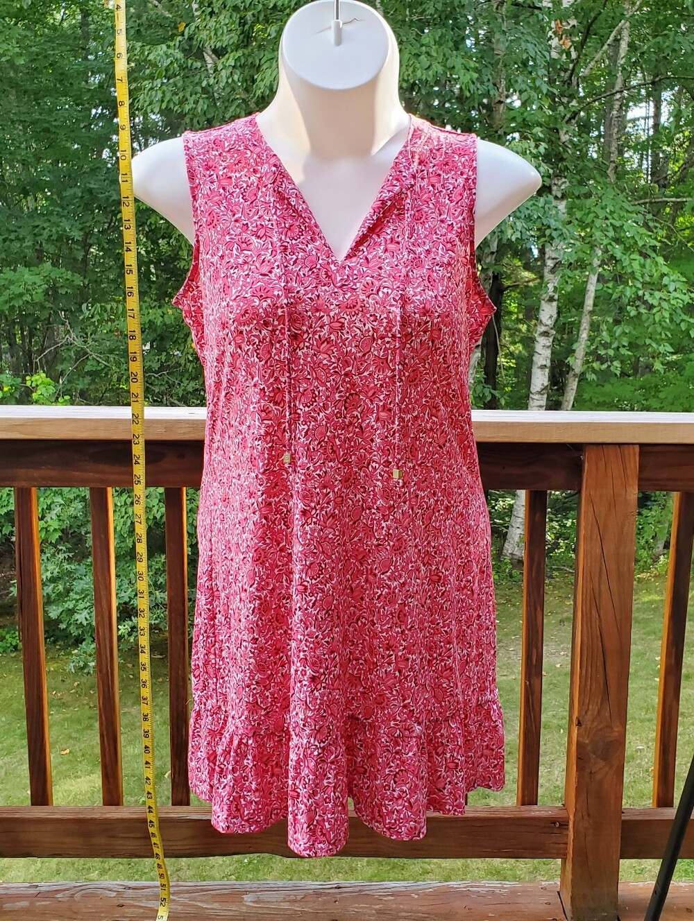 Sleeveless Pink V-Neck Floral Swing Dress